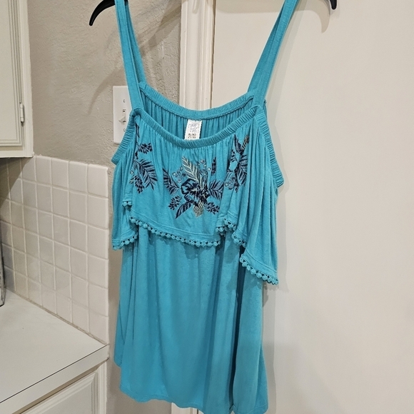 Time and Tru off shoulder top in Teal w Beautiful stitch.  XL (16-18) never worn - Picture 5 of 13
